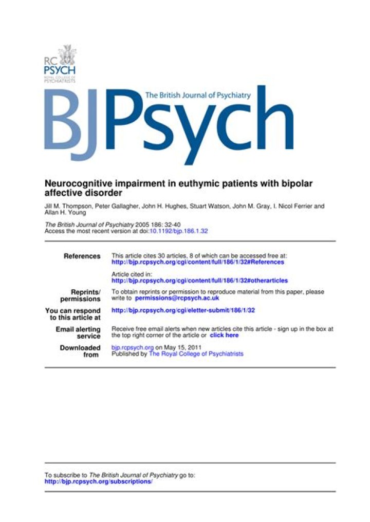 Neurocognitive impairment in euthymic patients with bipolar affective disorder - ePrints